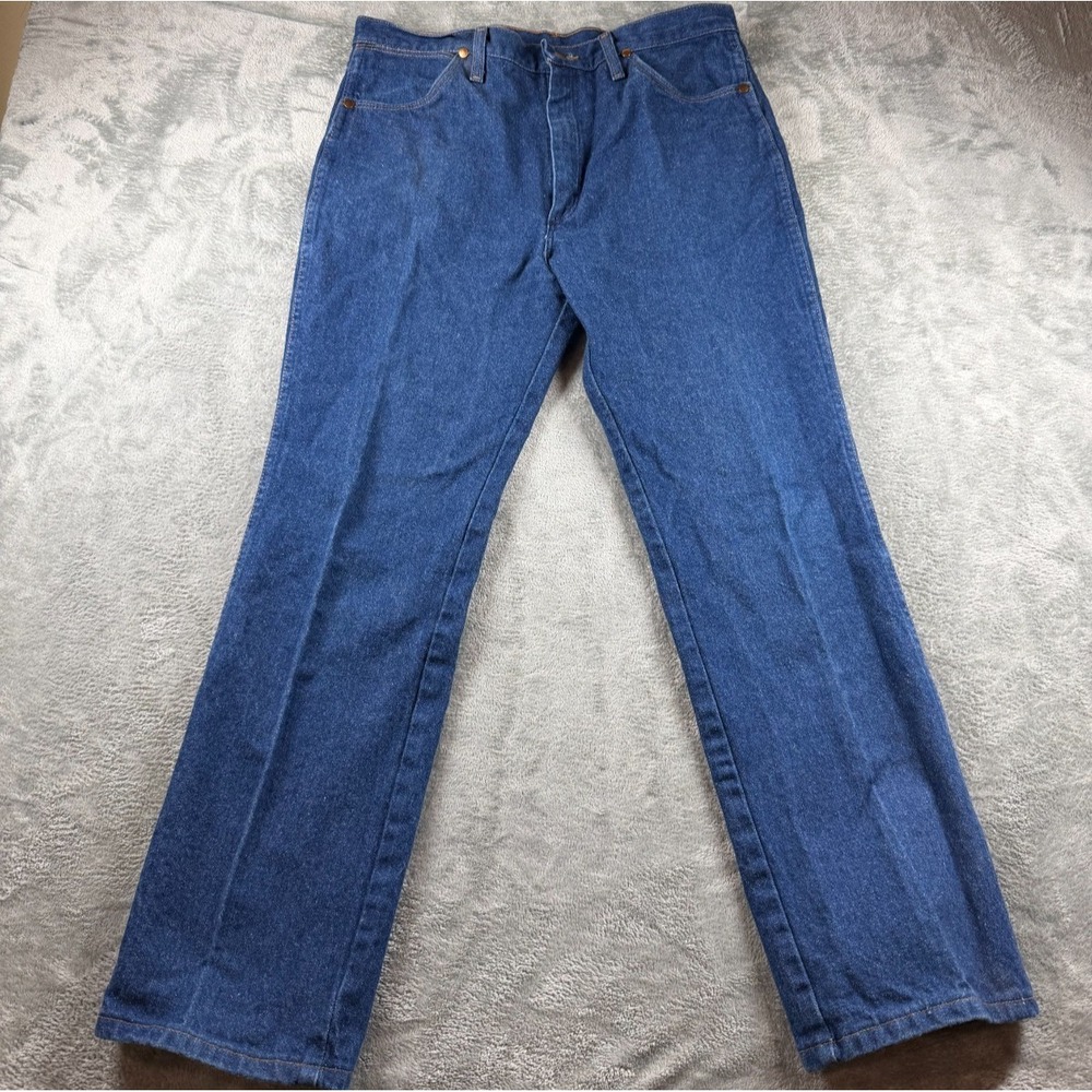 Vtg Wrangler Jeans 36x30 Blue Denim Straight Bootcut Western Y2K